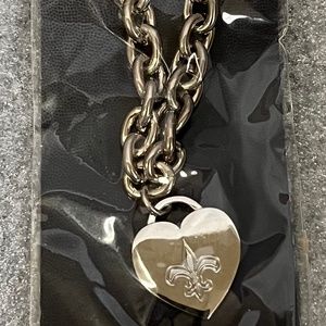 Official WinCraft NFL New Orleans Saints Bracelet with Fleur-de-Lis Heart 8" NEW
